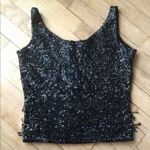 Handmade convertible beaded zipped linen top-vest